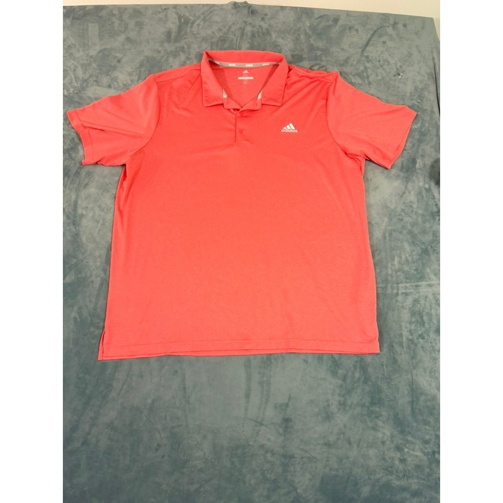 Adidas Golf Mens 2XL Coral Pink Heathered Performance Short Sleeve Polo Shirt
